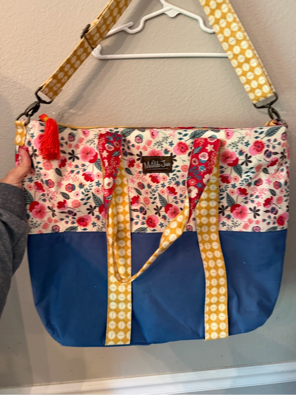 Matilda Jane Floral & Blue Tote Bag with Yellow Pink and Read Accents